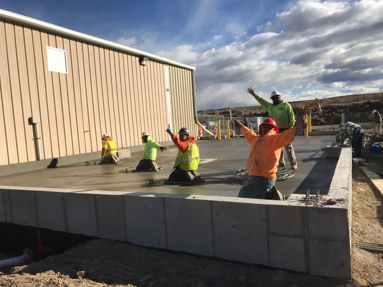 Hi from our concrete crew on this commercial construction project!